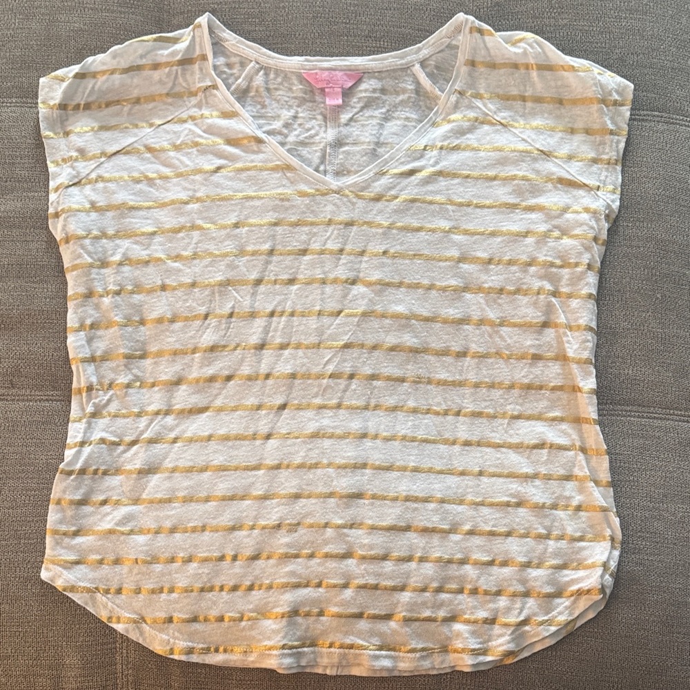 Lily Striped Gold and White Women's Top